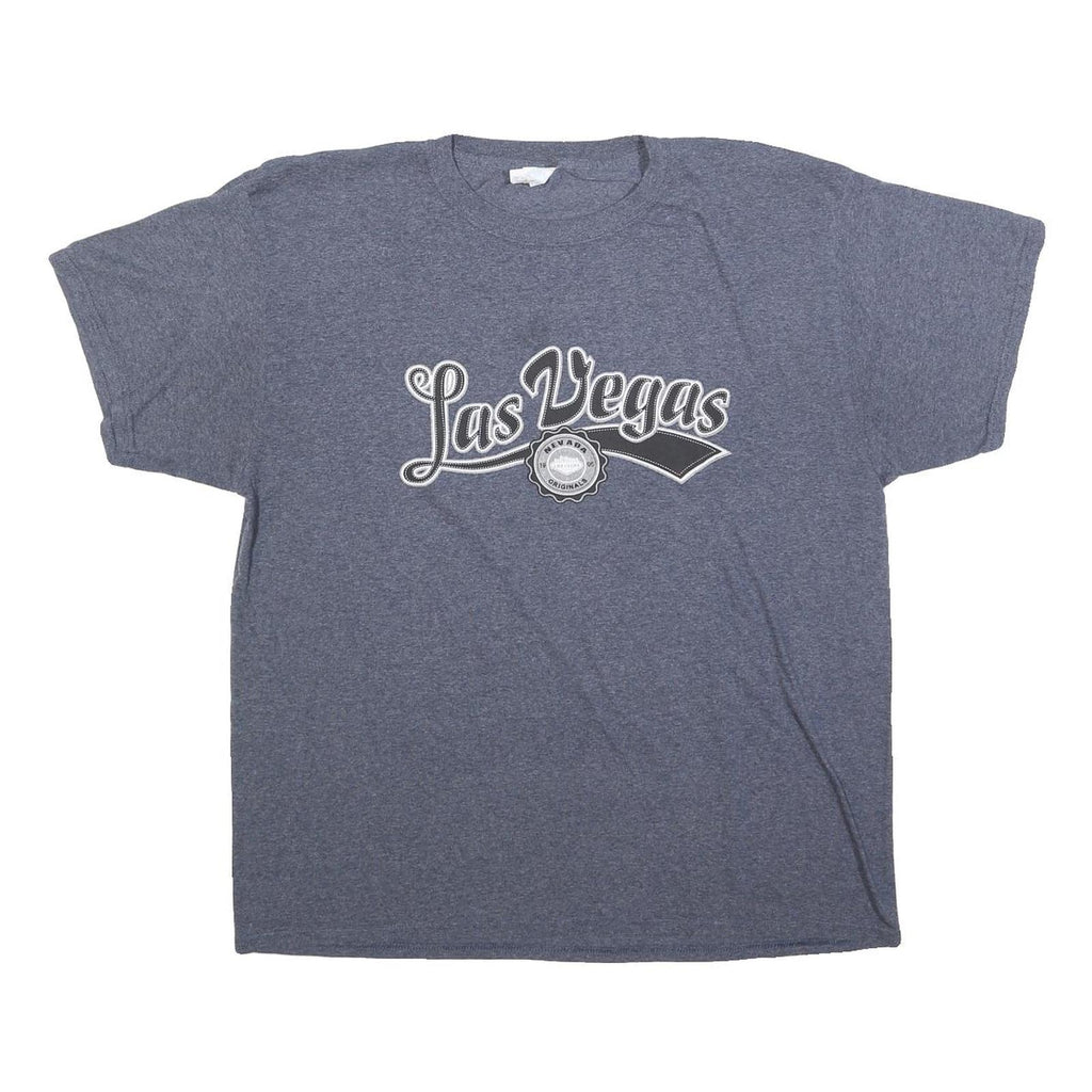 PORT & COMPANY Mens Blue Las Vegas Graphic T-Shirt XL Short Sleeve Crew Neck