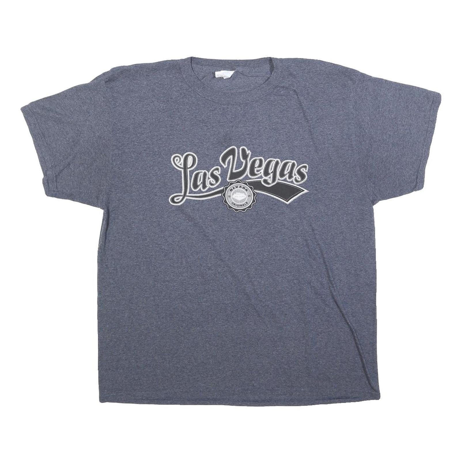 PORT & COMPANY Mens Blue Las Vegas Graphic T-Shirt XL Short Sleeve Crew Neck