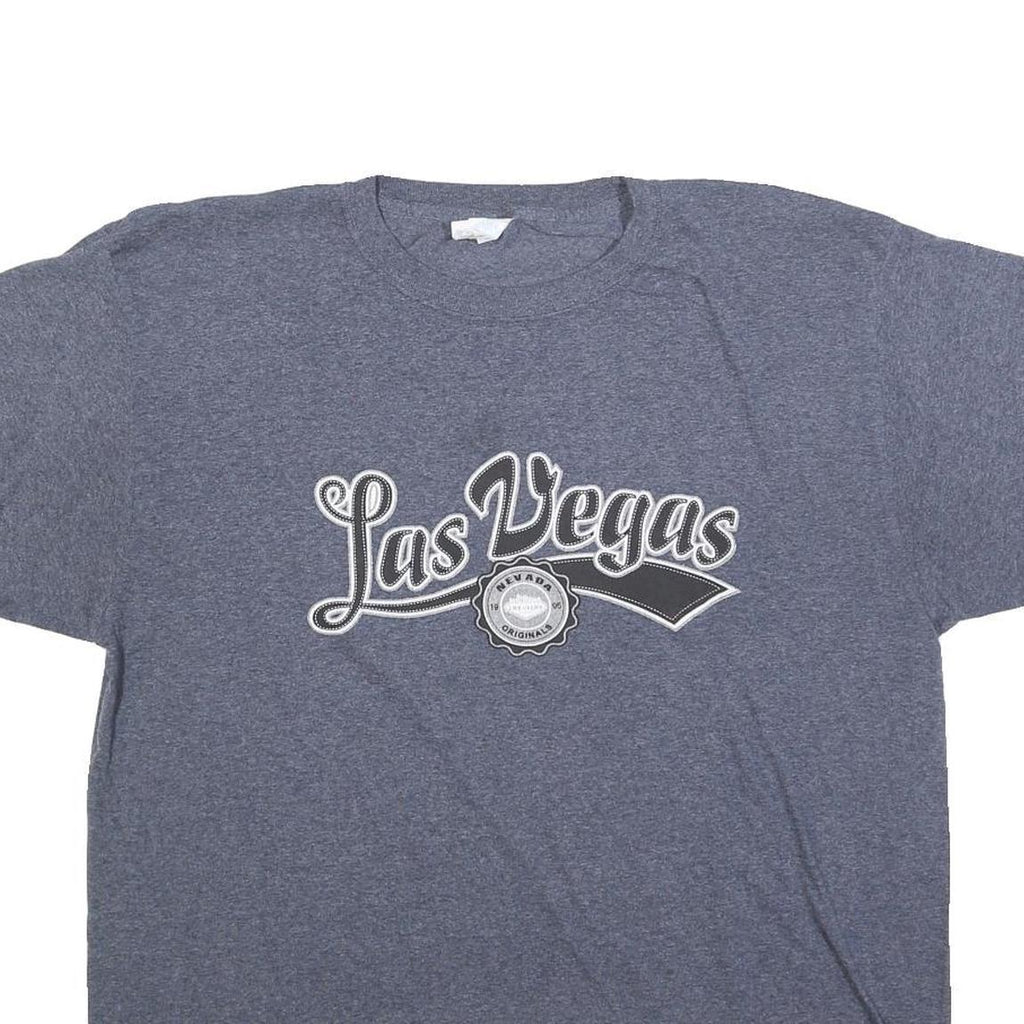 PORT & COMPANY Mens Blue Las Vegas Graphic T-Shirt XL Short Sleeve Crew Neck