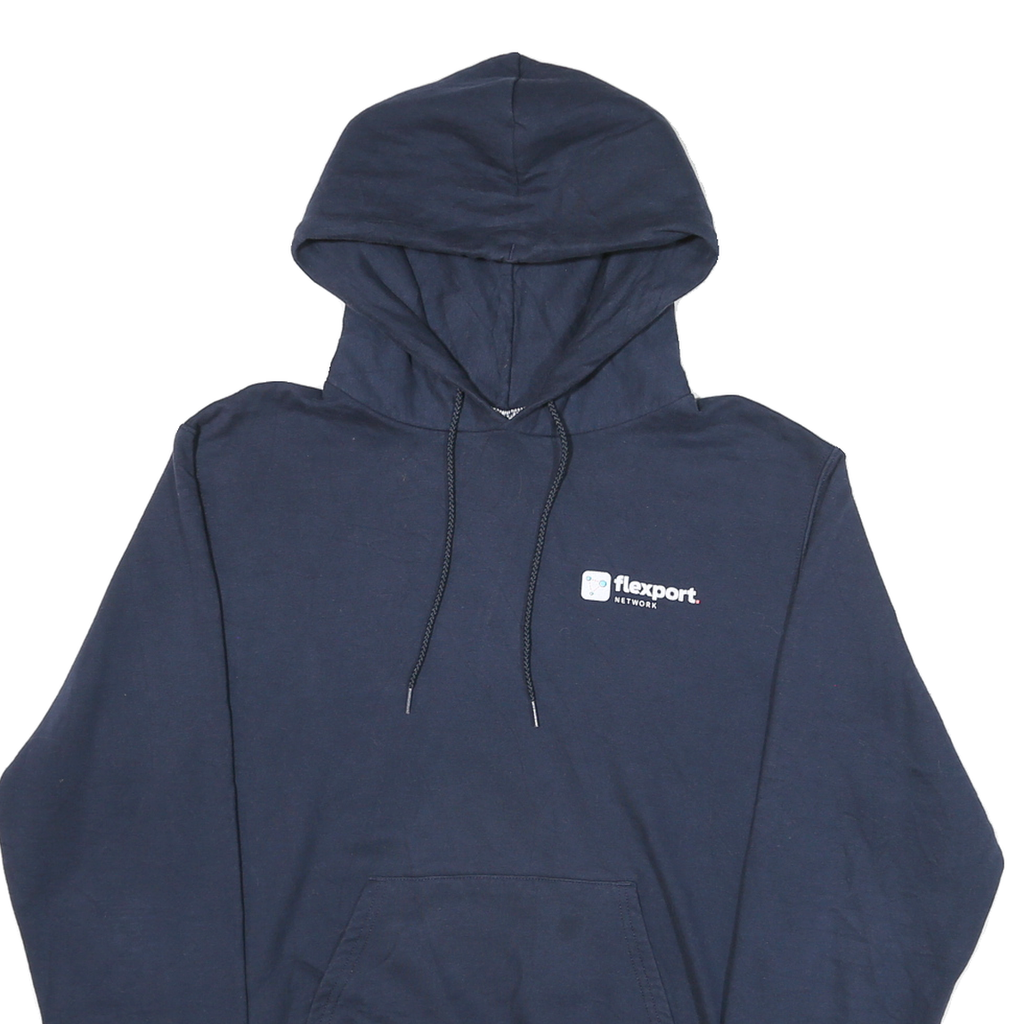CHAMPION Mens Navy Blue Flexport Network Pullover Hoodie S Cotton Blend