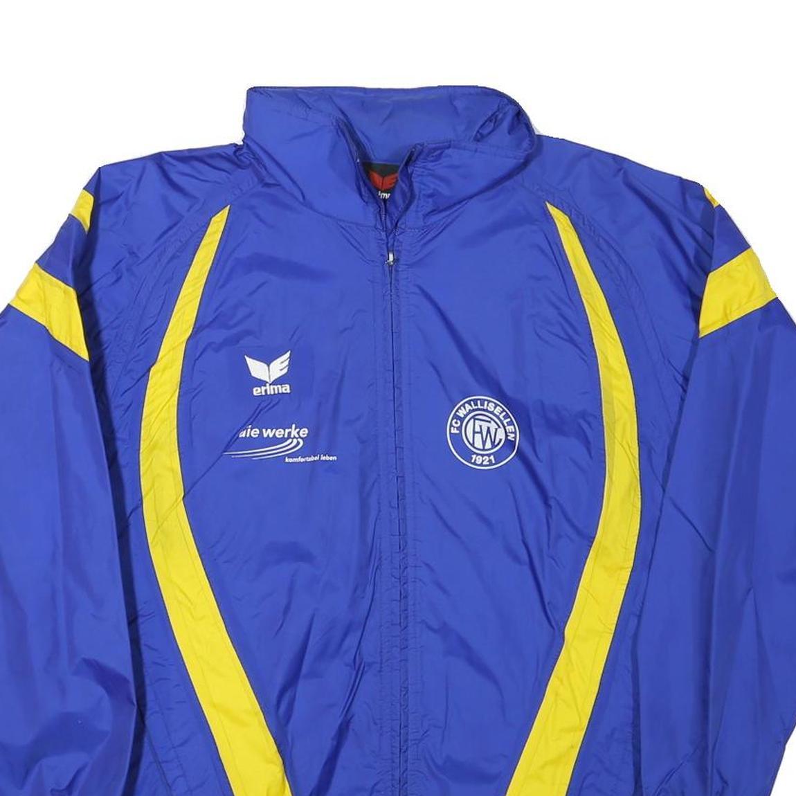 ERIMA Mens Blue & Yellow Zip Jacket M Polyester Blend Sports FC Wallisellen 1921
