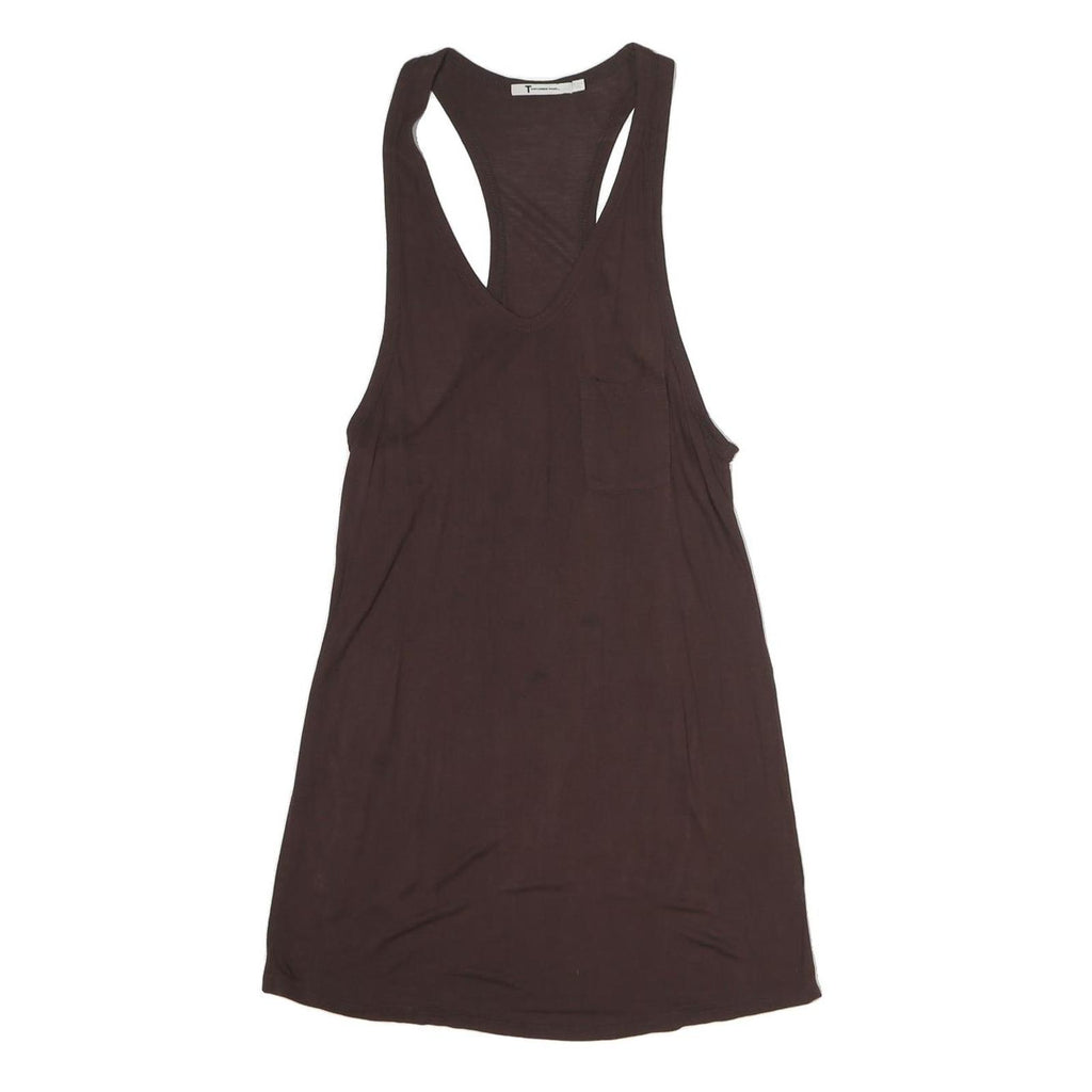 ALEXANDER WANG Womens Brown Cotton Blend Racer Back Vest M Minimalist Tank Top