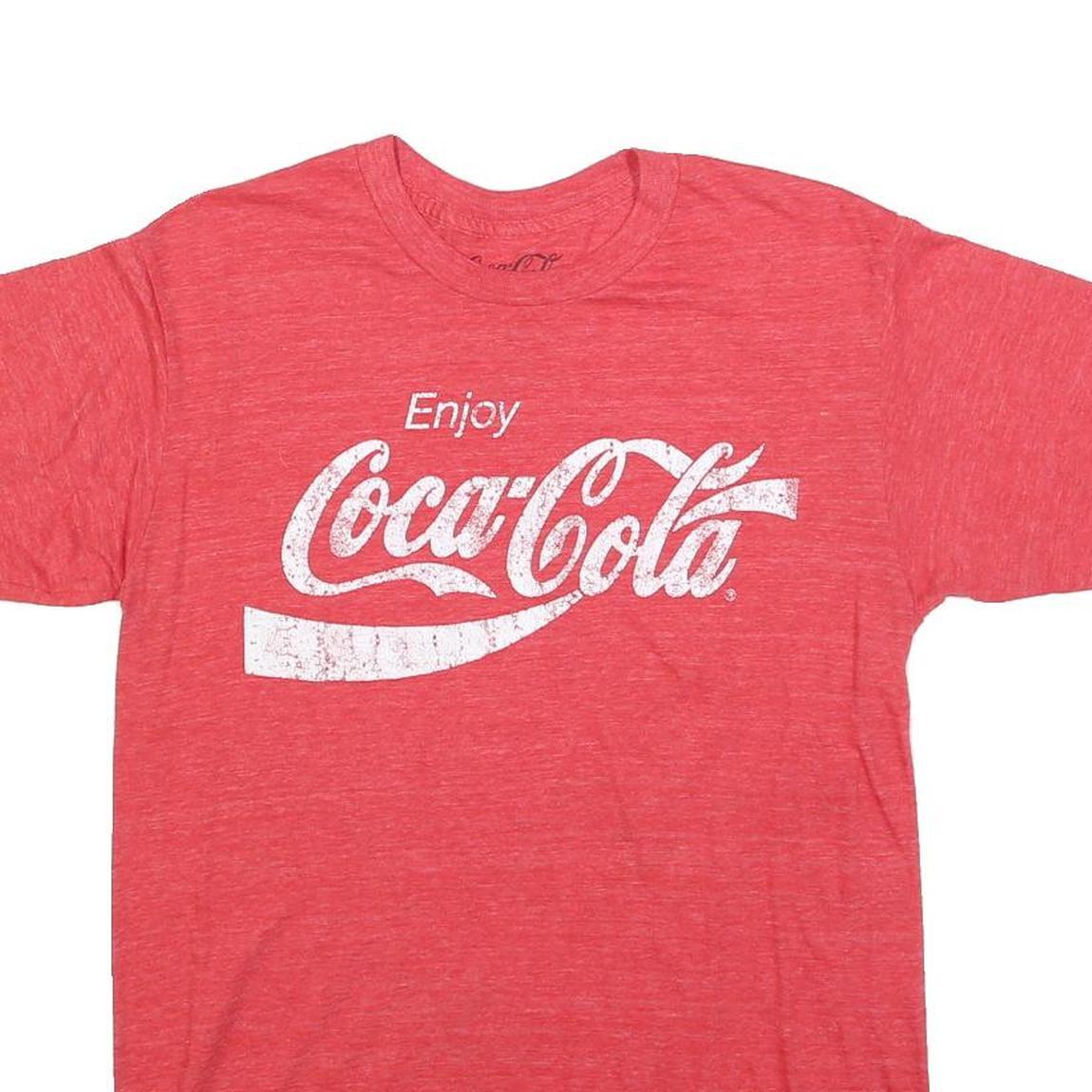 COCA COLA Womens Red Crew Neck Short Sleeve Graphic T-Shirt M Cotton Blend