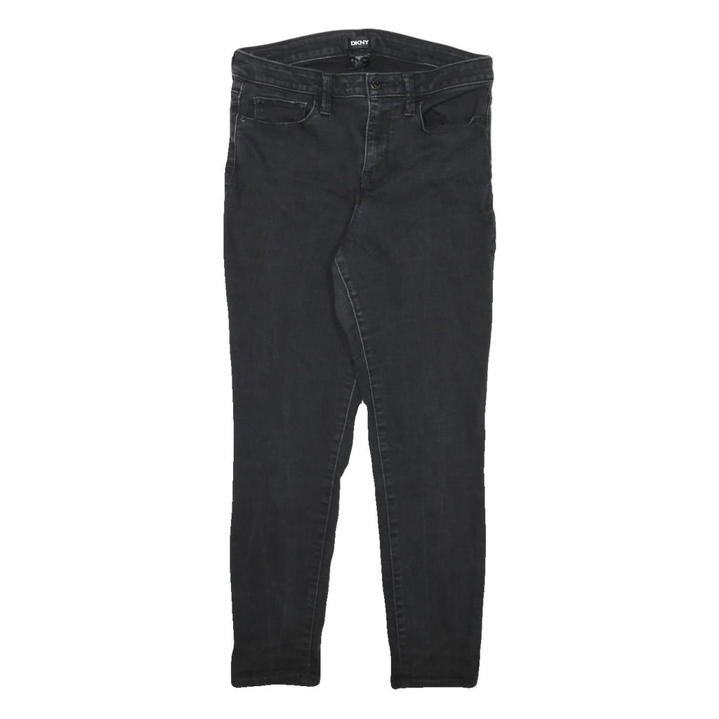 DKNY Womens Slim Black Denim Jeans Zip W29 L26 Stylish Cotton Blend