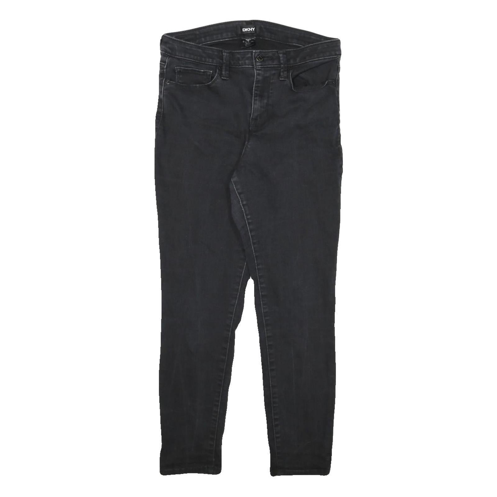DKNY Womens Slim Black Denim Jeans Zip W29 L26 Stylish Cotton Blend