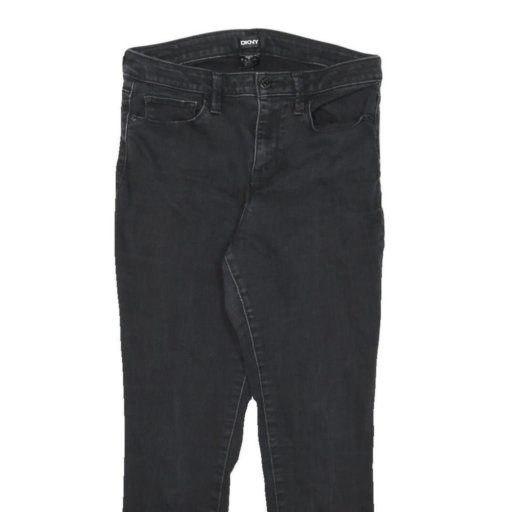 DKNY Womens Slim Black Denim Jeans Zip W29 L26 Stylish Cotton Blend
