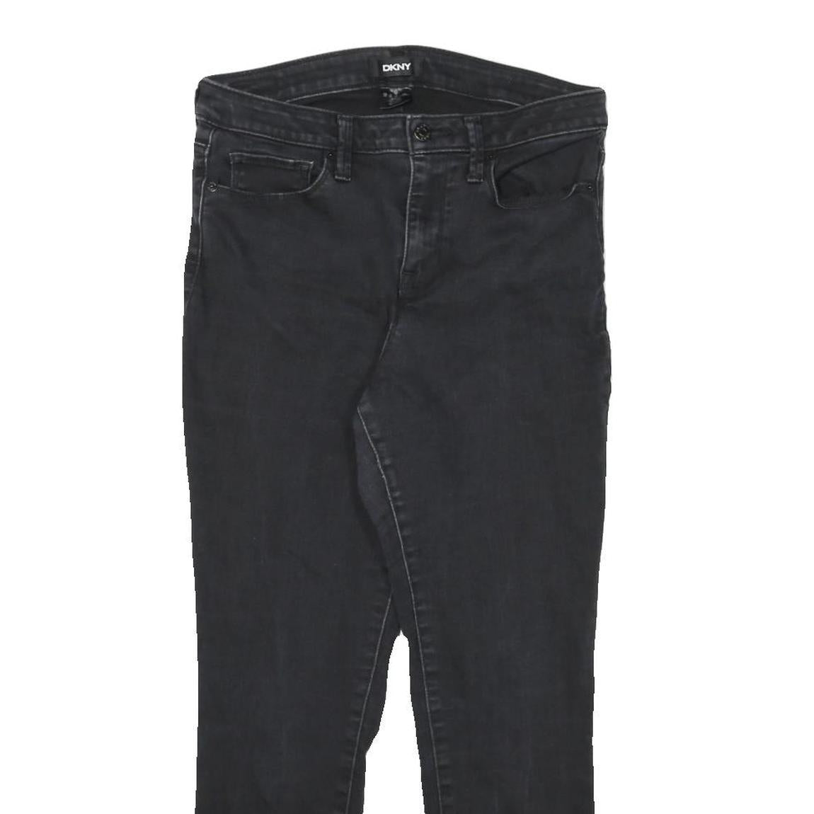 DKNY Womens Slim Black Denim Jeans Zip W29 L26 Stylish Cotton Blend