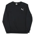 PUMA Mens Black Crew Neck Sweatshirt S Cotton Blend Pullover Logo Casual
