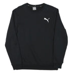 PUMA Mens Black Crew Neck Sweatshirt S Cotton Blend Pullover Logo Casual