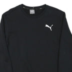 PUMA Mens Black Crew Neck Sweatshirt S Cotton Blend Pullover Logo Casual
