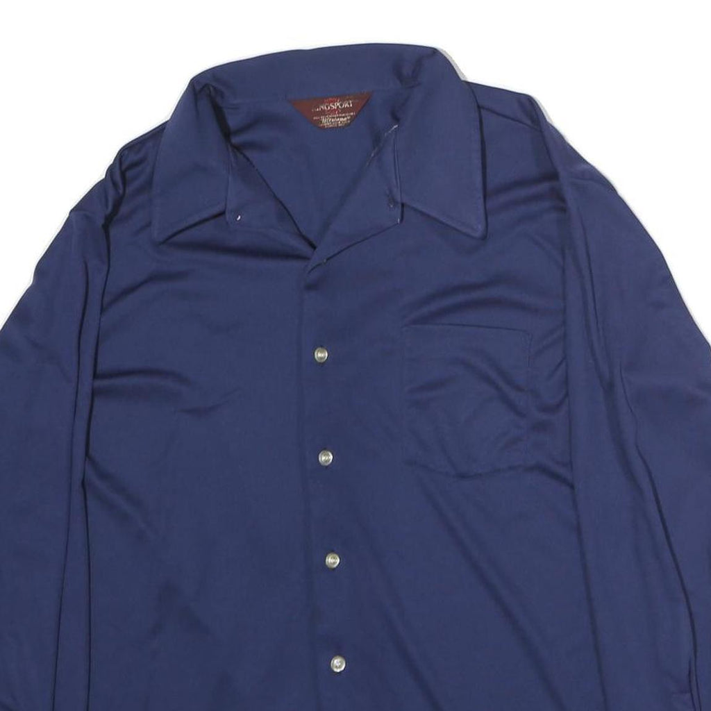 KINGSPORT Mens Blue Shirt L Long Sleeve Point Collar Polyester Blend Comfortable