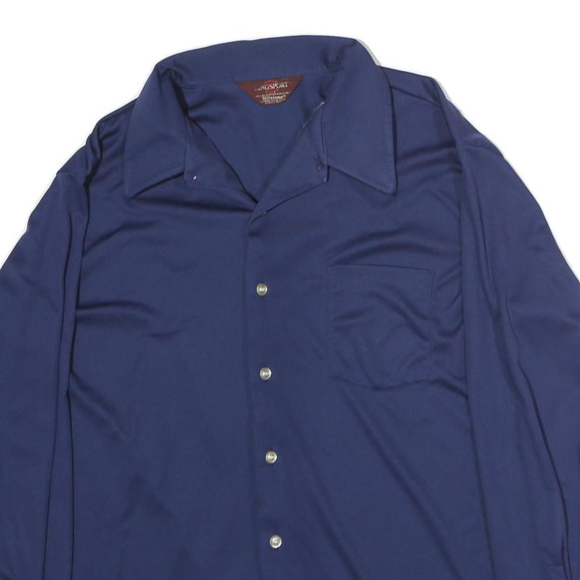 KINGSPORT Mens Blue Shirt L Long Sleeve Point Collar Polyester Blend Comfortable