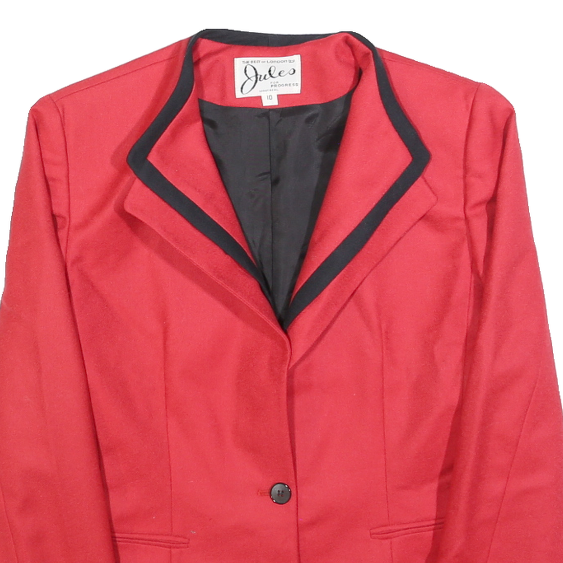JULES Womens Red & Black Blazer Jacket S Wool Tailored Button Formal