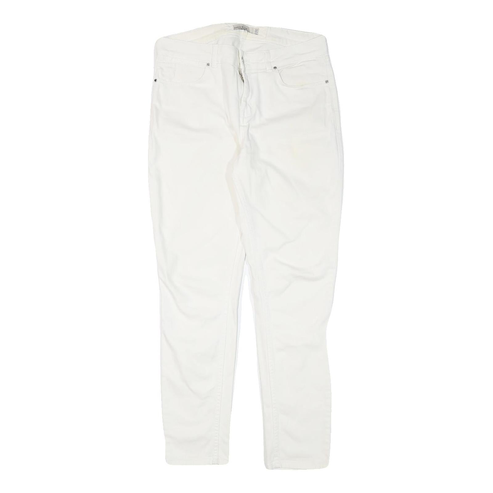 KAREN MILLEN Womens Slim White Denim Jeans W31 L28 Zip Closure Stylish