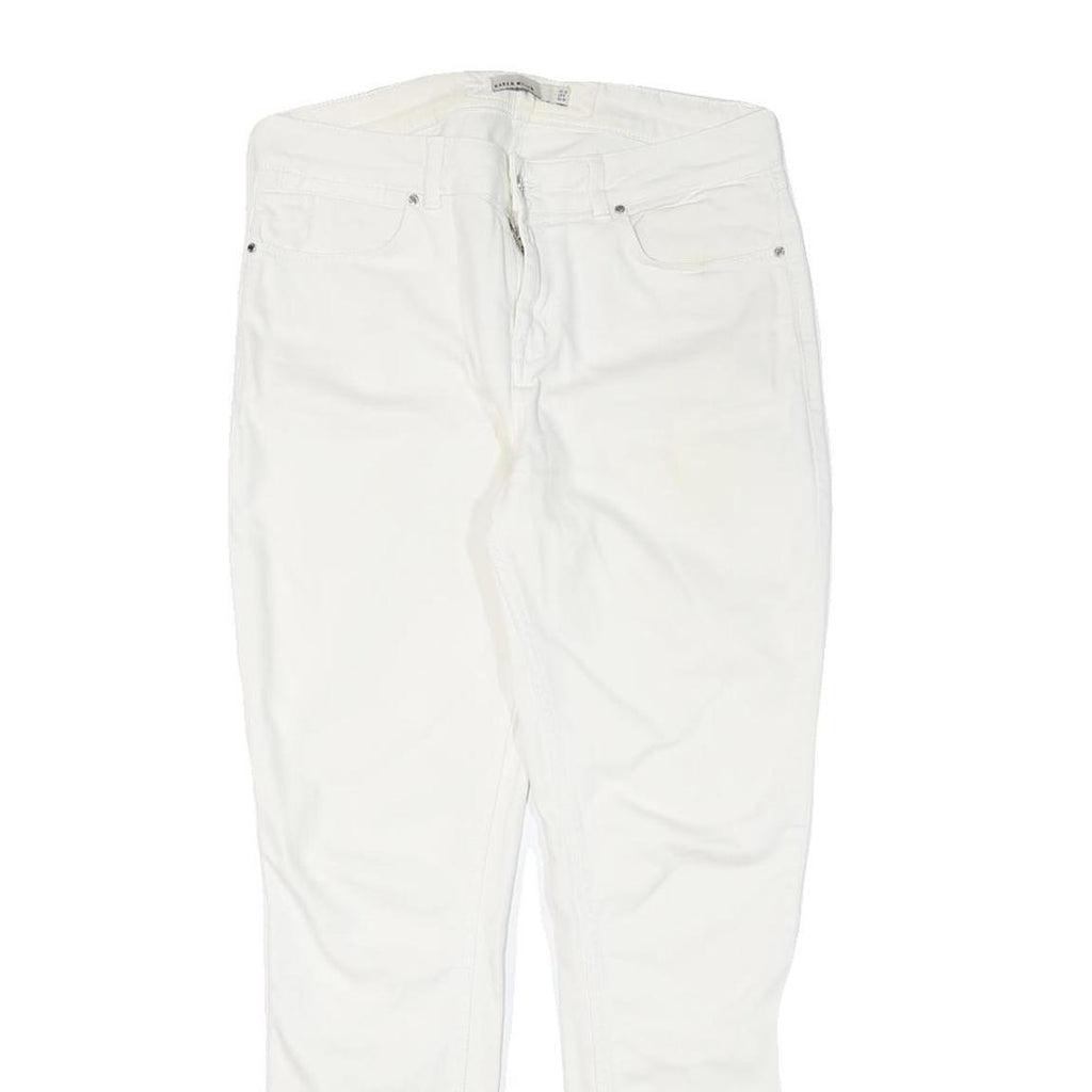 KAREN MILLEN Womens Slim White Denim Jeans W31 L28 Zip Closure Stylish