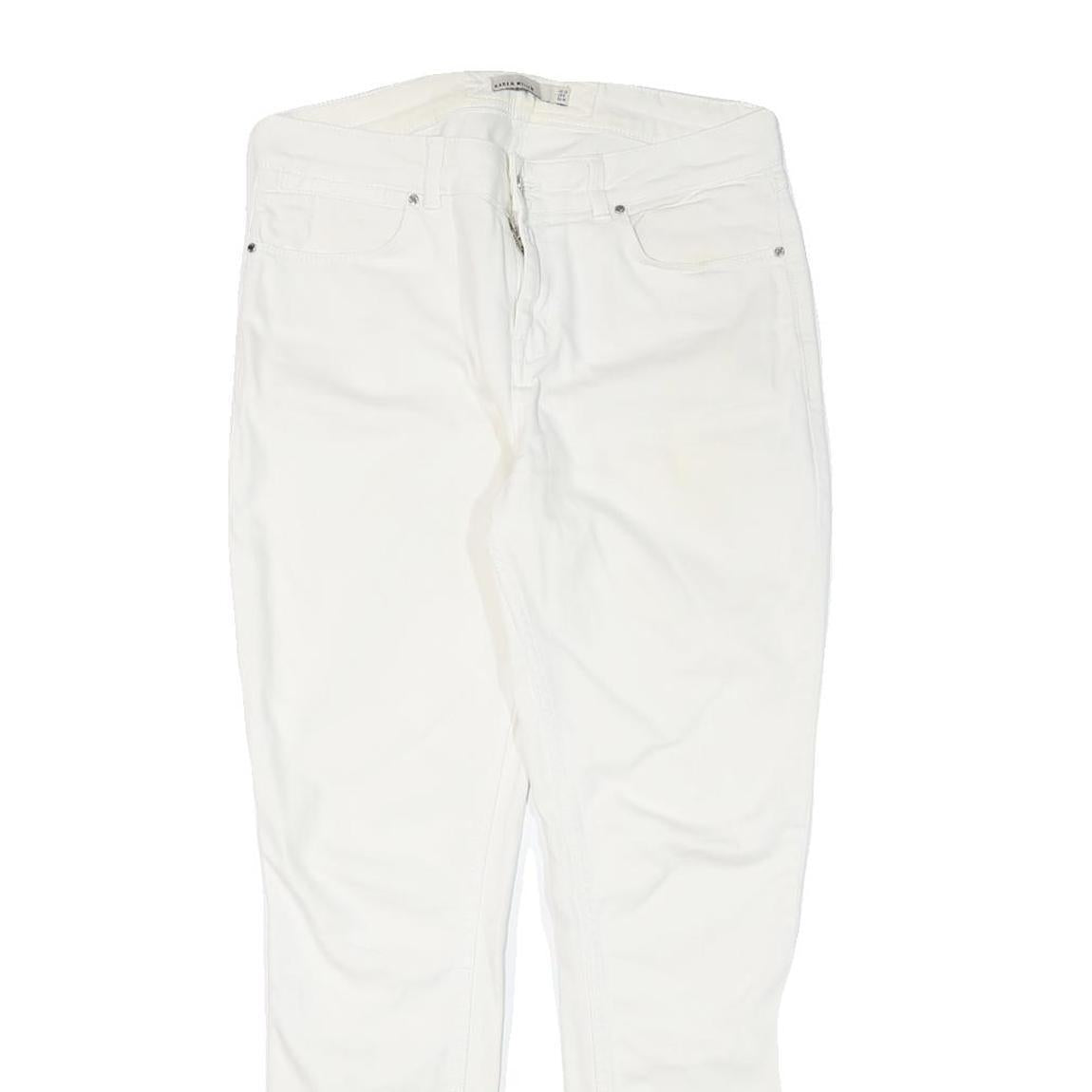 KAREN MILLEN Womens Slim White Denim Jeans W31 L28 Zip Closure Stylish