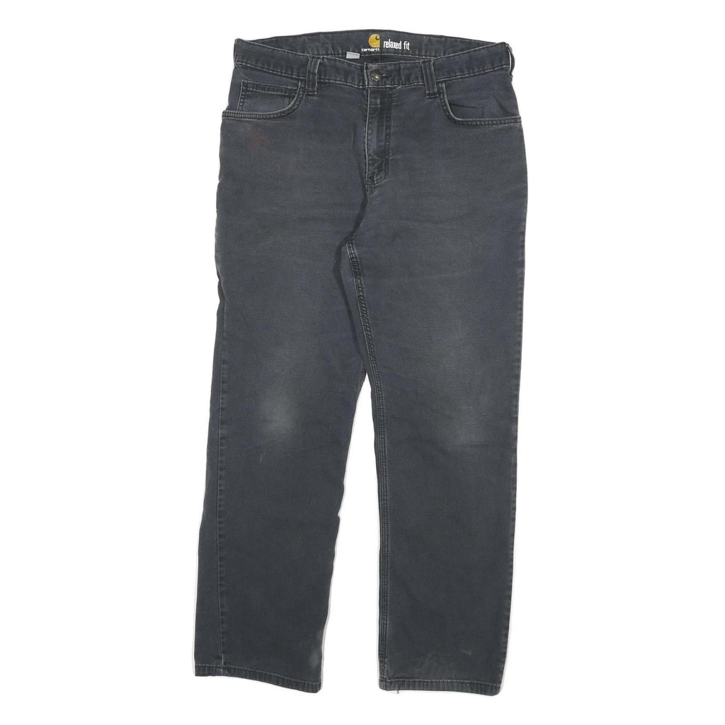 CARHARTT Mens Cotton Blend Black Relaxed Straight Trousers W31 L27 Workwear