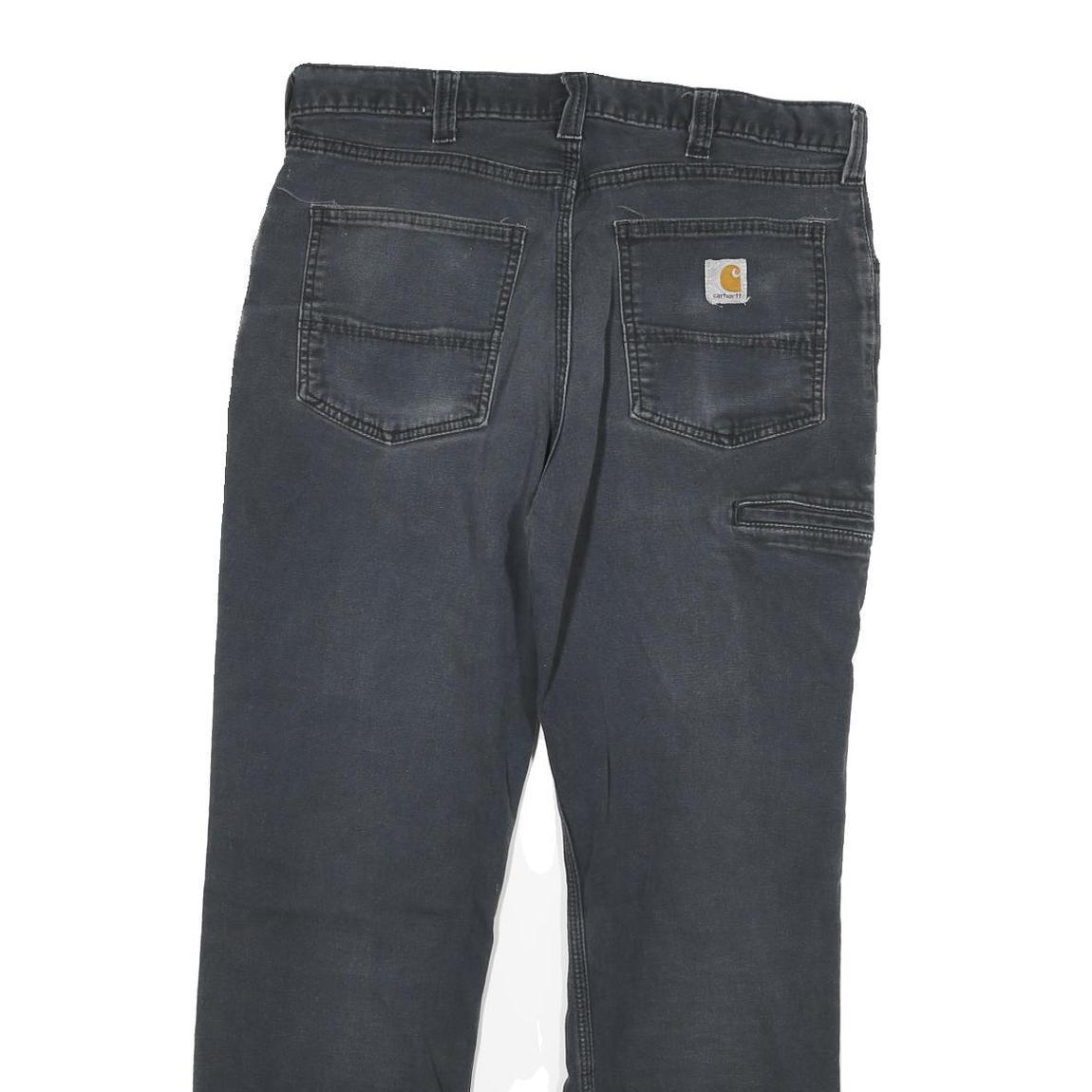 CARHARTT Mens Cotton Blend Black Relaxed Straight Trousers W31 L27 Workwear