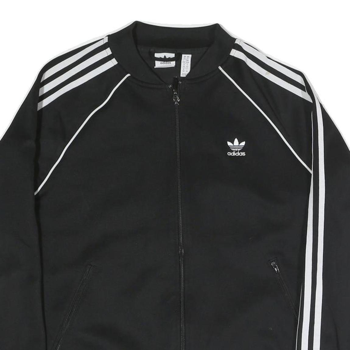 ADIDAS ORIGINALS Womens Black & White Sports Track Jacket UK 14 Polyester Blend
