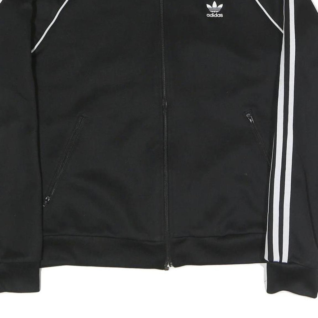 ADIDAS ORIGINALS Womens Black & White Sports Track Jacket UK 14 Polyester Blend