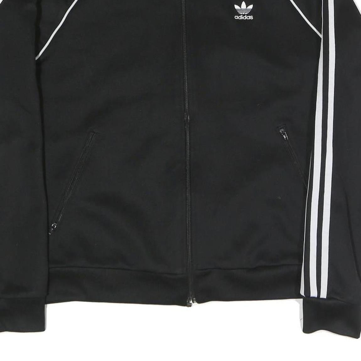 ADIDAS ORIGINALS Womens Black & White Sports Track Jacket UK 14 Polyester Blend