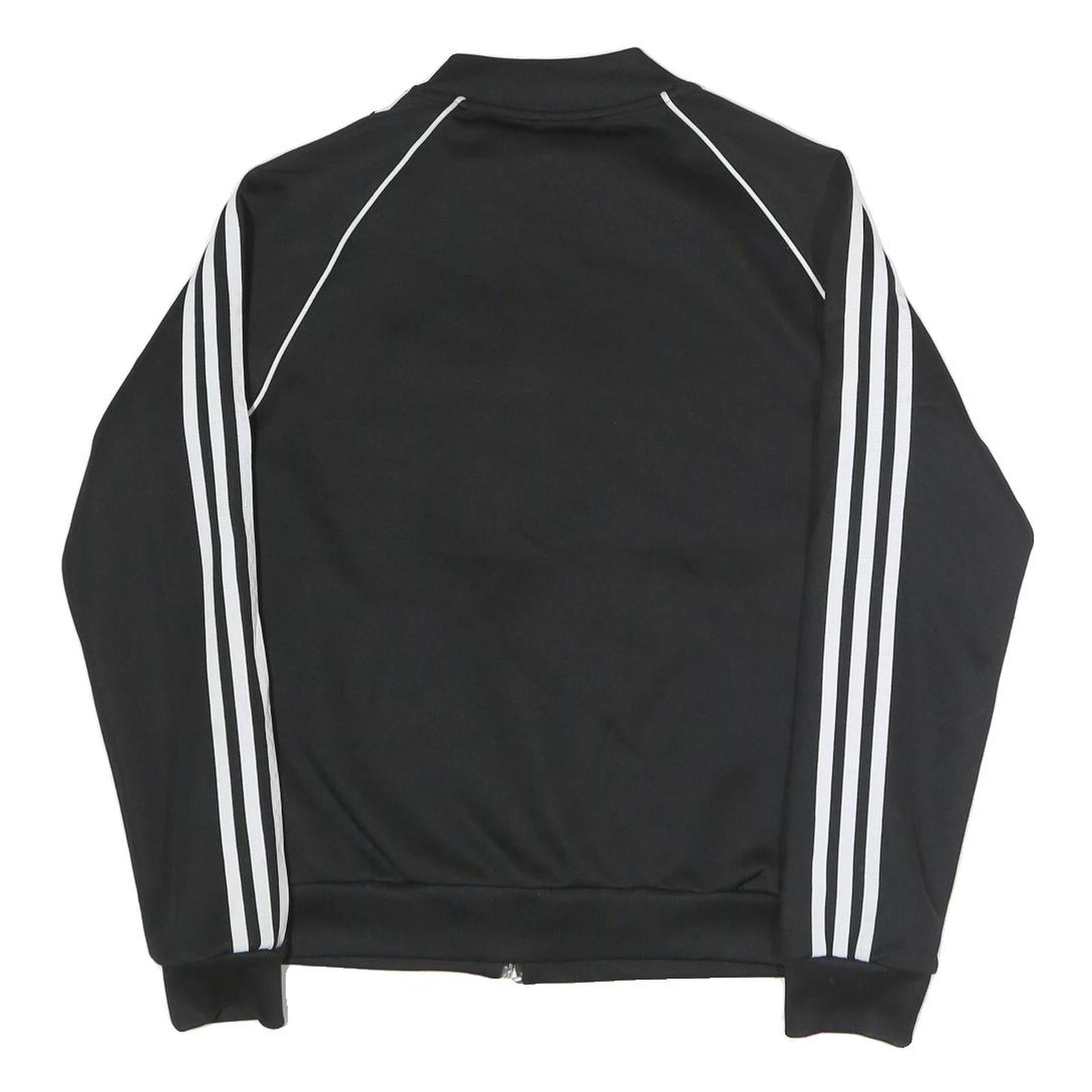ADIDAS ORIGINALS Womens Black & White Sports Track Jacket UK 14 Polyester Blend