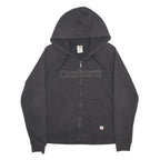 CARHARTT Womens Black Zip Up Hoodie M Logo Embroidered Cotton Blend Casual