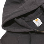 CARHARTT Womens Black Zip Up Hoodie M Logo Embroidered Cotton Blend Casual