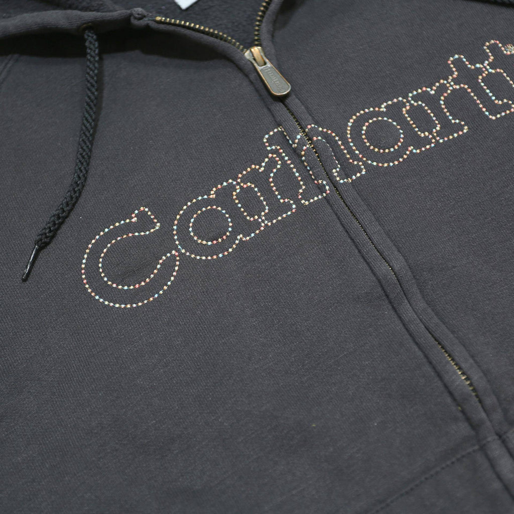 CARHARTT Womens Black Zip Up Hoodie M Logo Embroidered Cotton Blend Casual