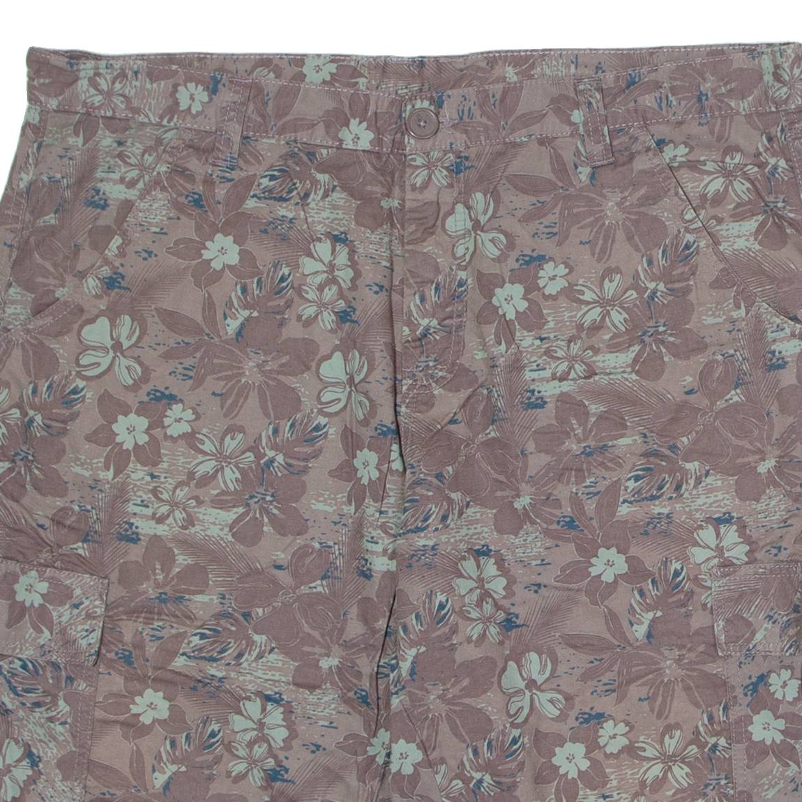 HANBURY Mens Cargo Shorts Brown Floral XL W40