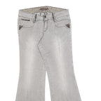 MOSSIMO Womens Cotton Blend White & Brown Pinstripe Regular Flared Trousers W28