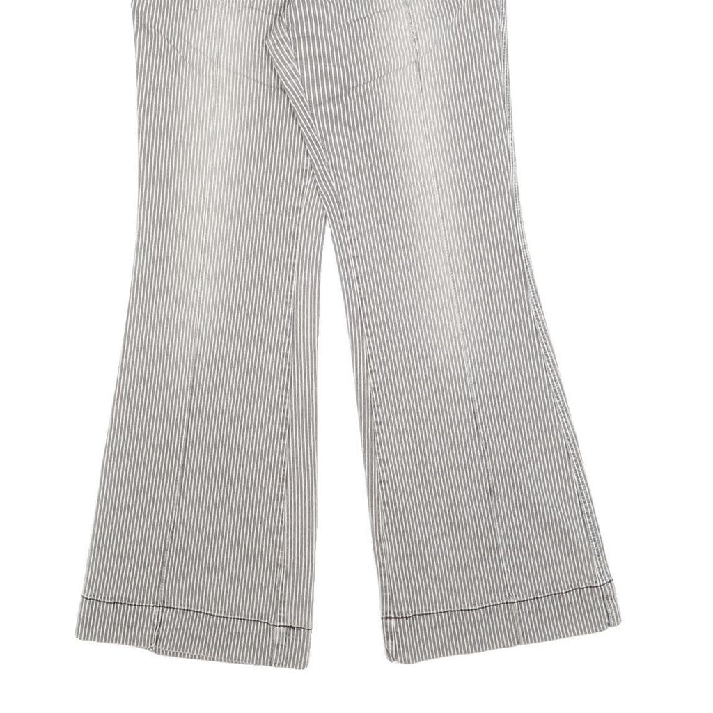 MOSSIMO Womens Cotton Blend White & Brown Pinstripe Regular Flared Trousers W28