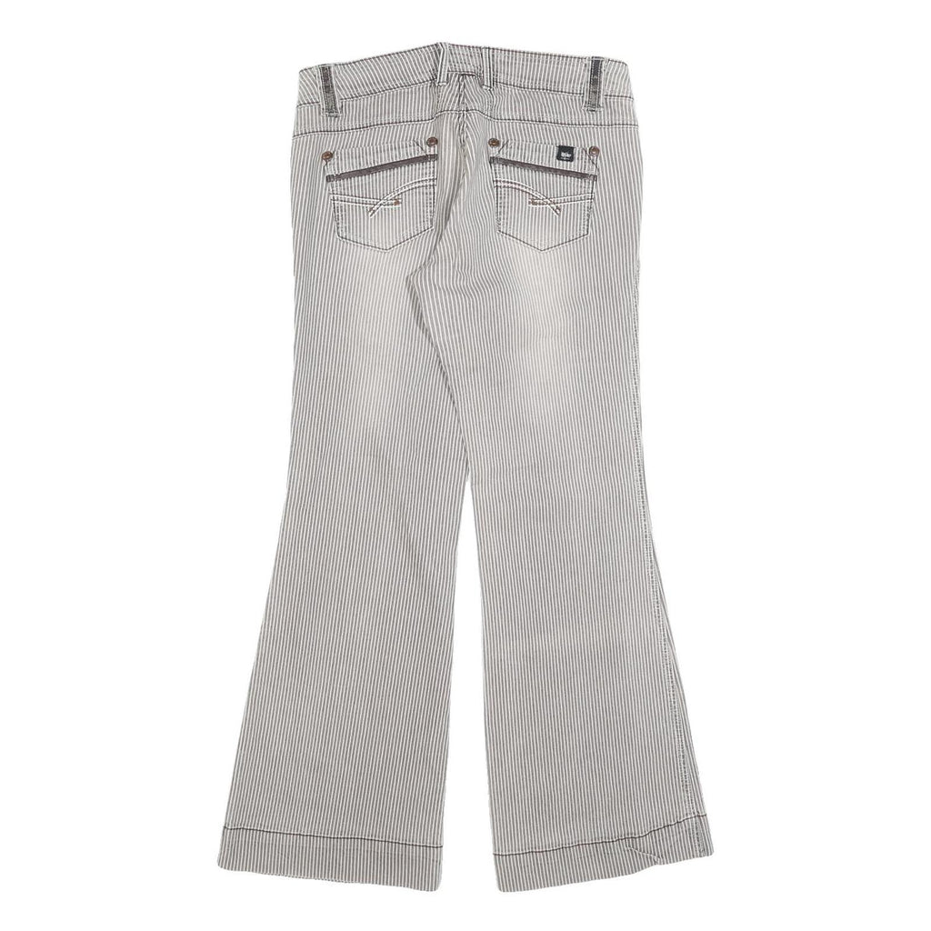 MOSSIMO Womens Cotton Blend White & Brown Pinstripe Regular Flared Trousers W28