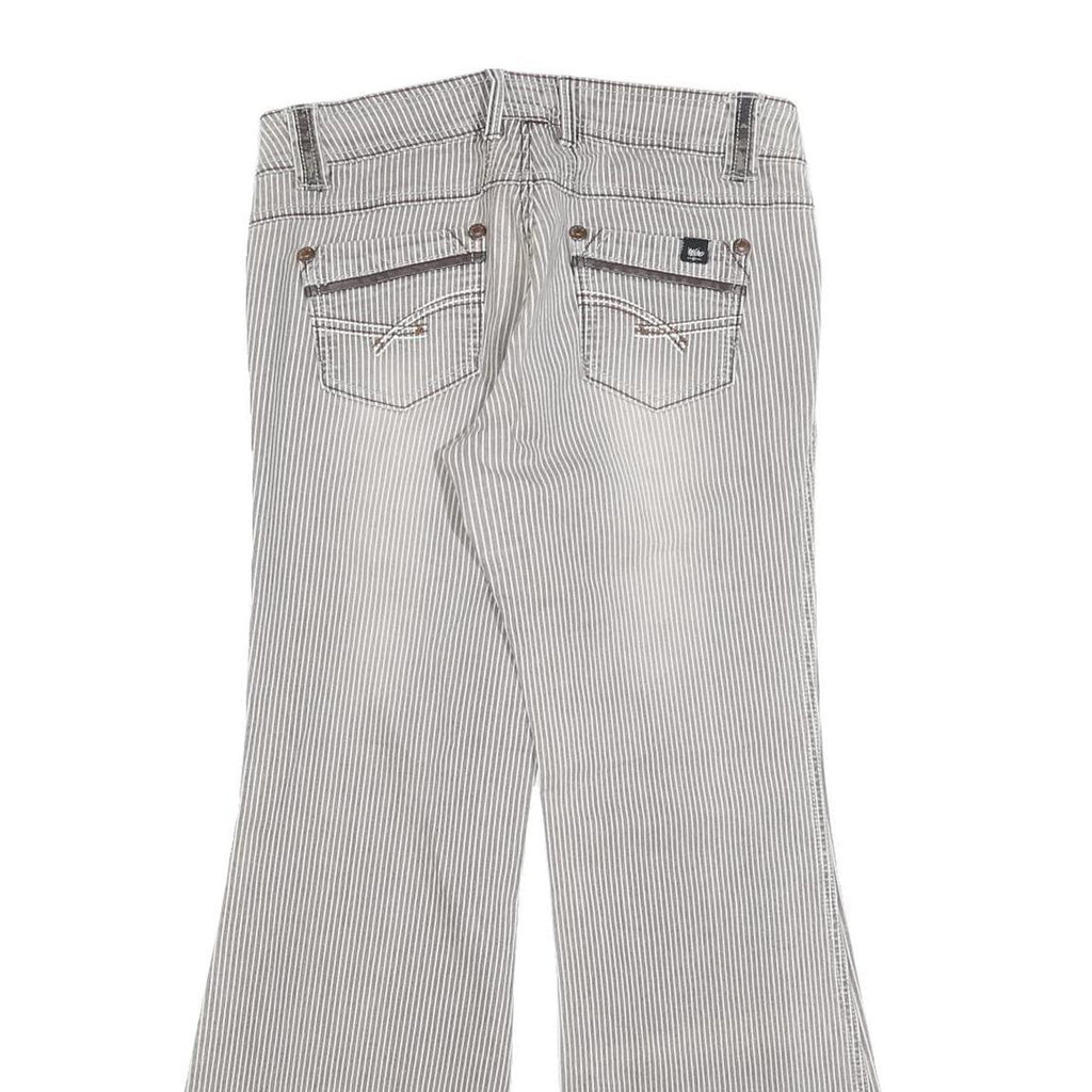 MOSSIMO Womens Cotton Blend White & Brown Pinstripe Regular Flared Trousers W28