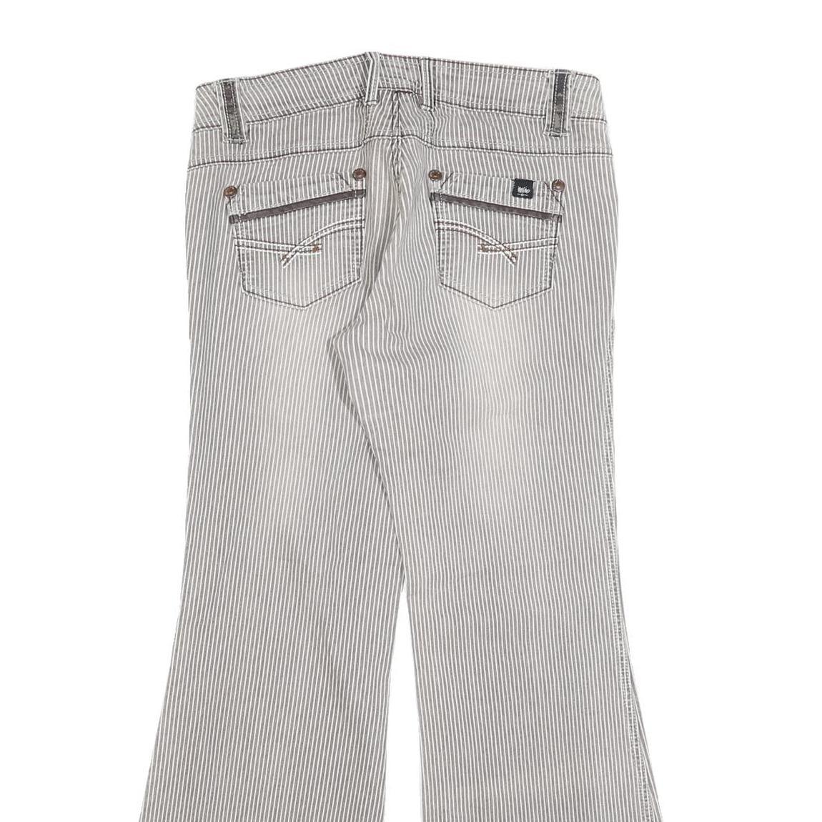 MOSSIMO Womens Cotton Blend White & Brown Pinstripe Regular Flared Trousers W28