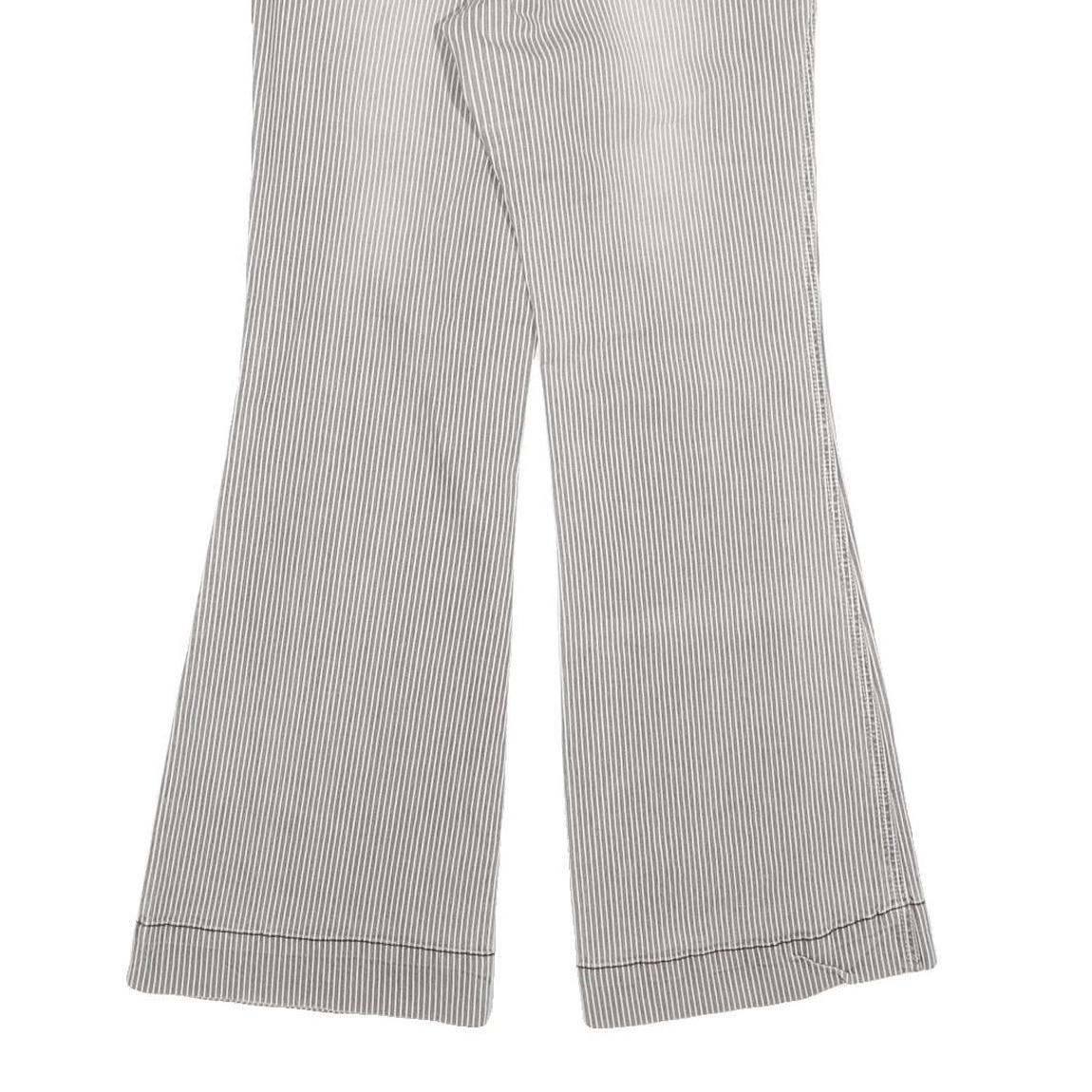 MOSSIMO Womens Cotton Blend White & Brown Pinstripe Regular Flared Trousers W28