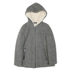 ZARA Womens Grey Acrylic Blend Hooded Jacket XS Zip Cozy Warm Outerwear