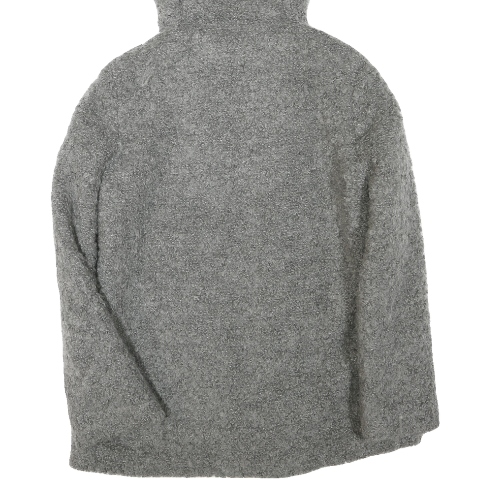 ZARA Womens Grey Acrylic Blend Hooded Jacket XS Zip Cozy Warm Outerwear