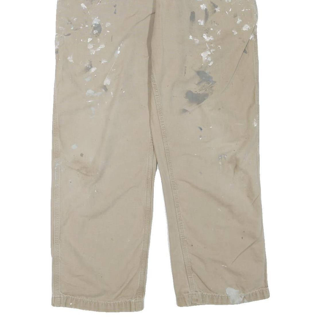 CARHARTT Mens Cotton Blend Beige Regular Fit Straight Leg Trousers W34 L30