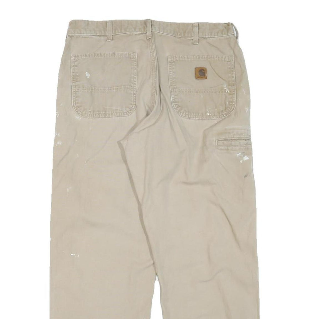 CARHARTT Mens Cotton Blend Beige Regular Fit Straight Leg Trousers W34 L30