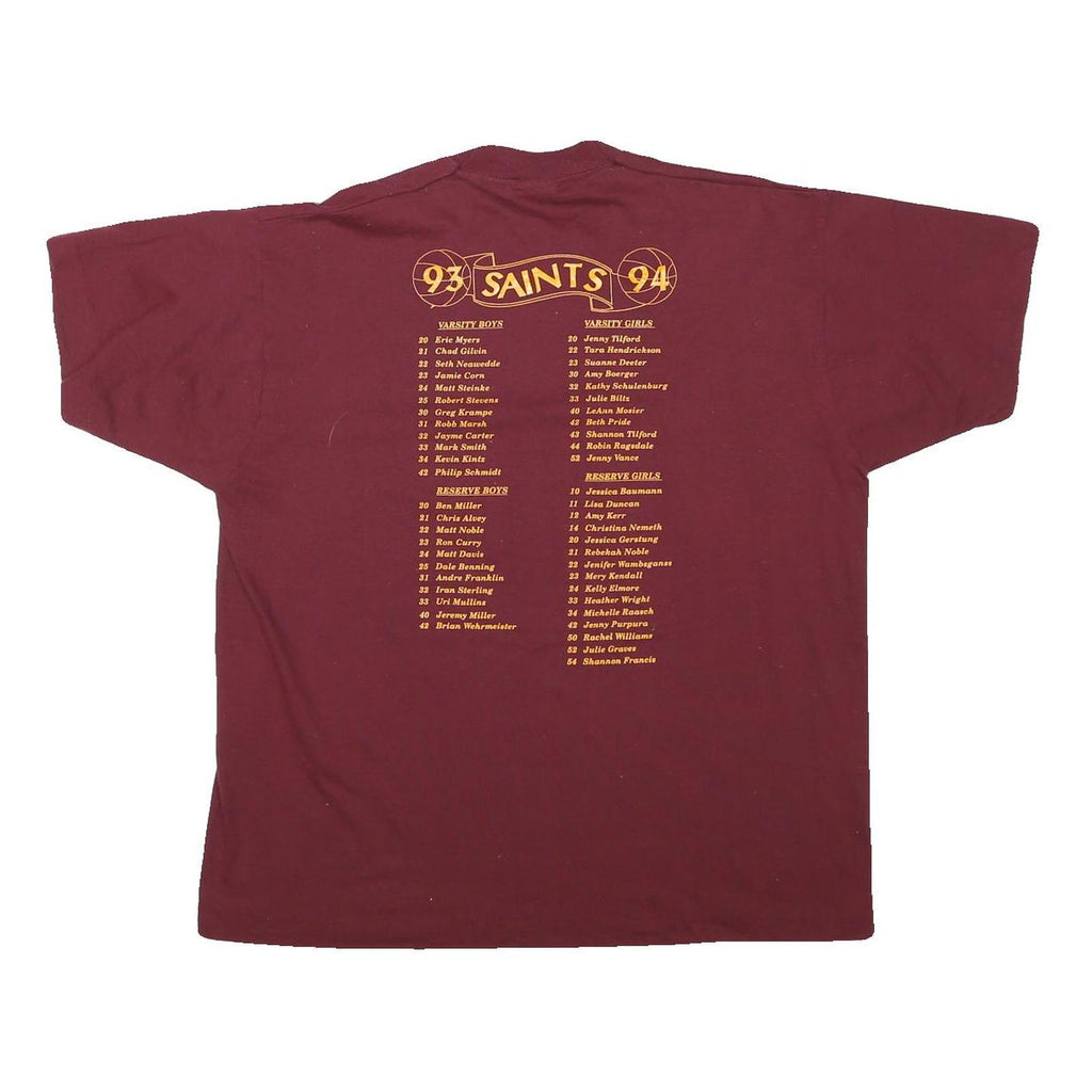 THE BEST Mens Maroon LAHS Hoops Graphic T-Shirt XL Short Sleeve Crew Neck Retro