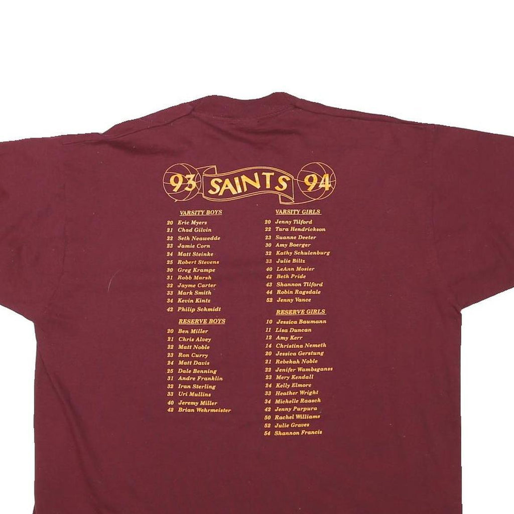 THE BEST Mens Maroon LAHS Hoops Graphic T-Shirt XL Short Sleeve Crew Neck Retro