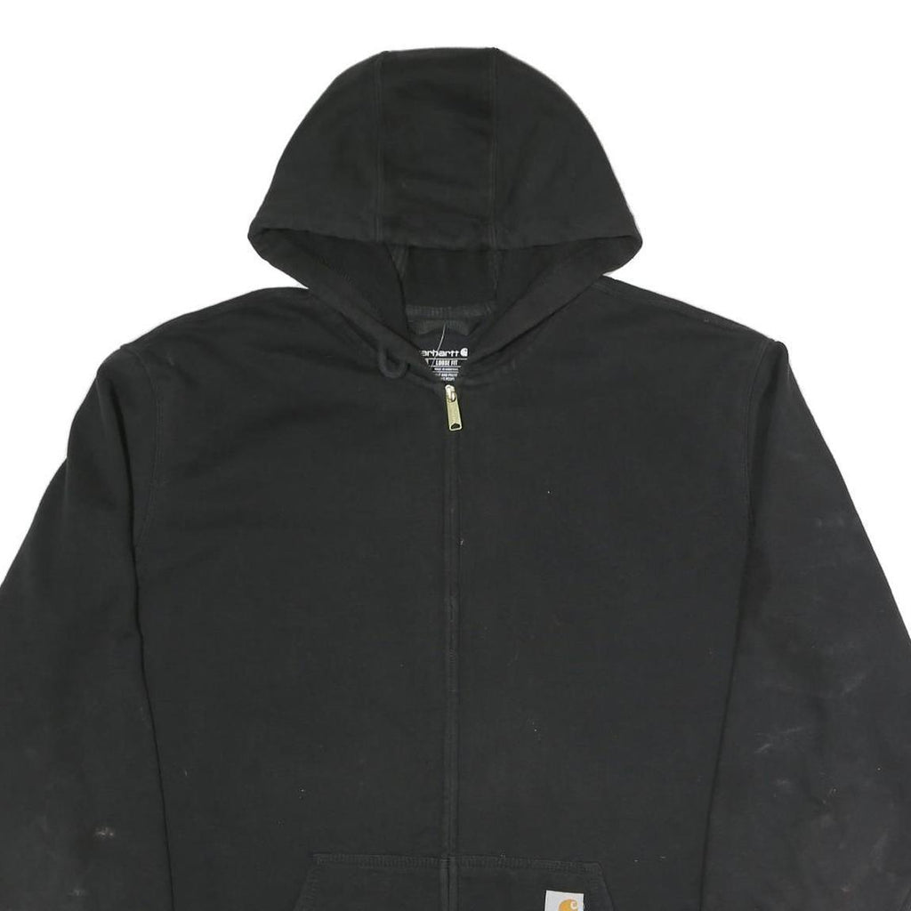 CARHARTT Mens Black Full Zip Hoodie XL Workwear Cotton Blend Casual