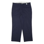 DICKIES Mens Cotton Blend Navy Regular Fit Straight Leg Trousers W36 L27