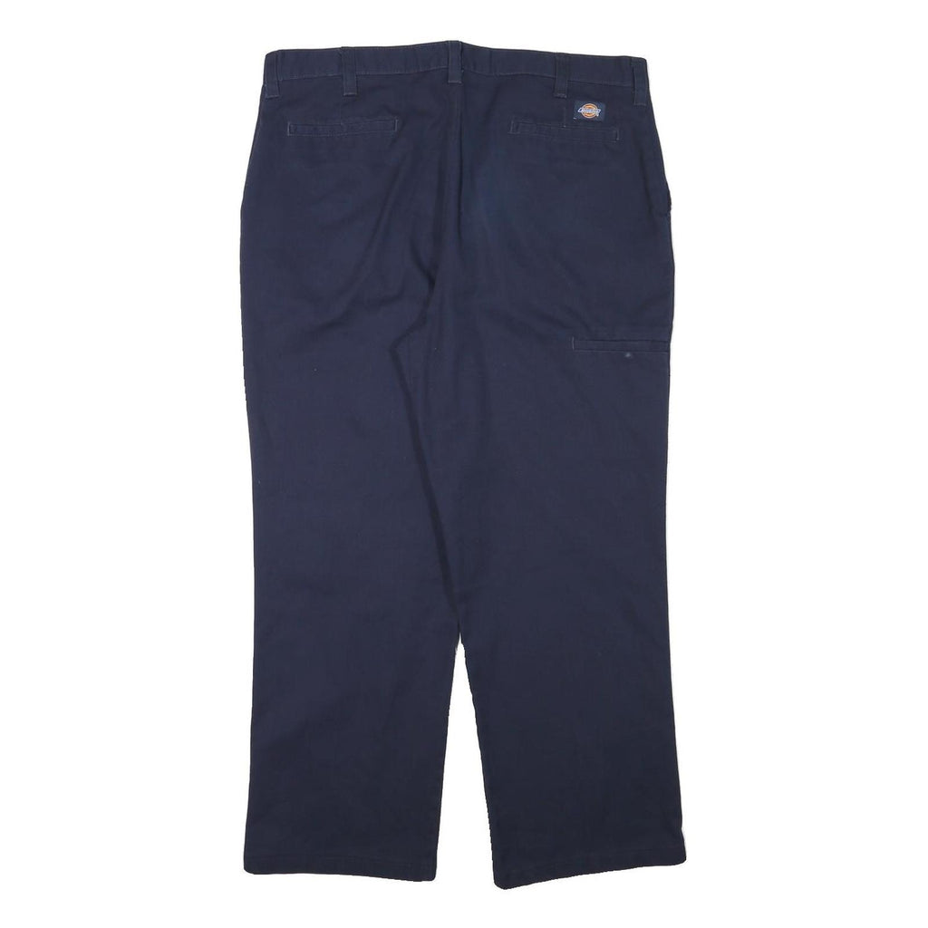 DICKIES Mens Cotton Blend Navy Regular Fit Straight Leg Trousers W36 L27