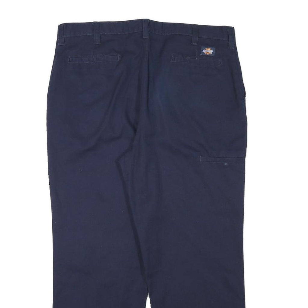 DICKIES Mens Cotton Blend Navy Regular Fit Straight Leg Trousers W36 L27