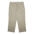DICKIES Mens Cotton Beige Relaxed Cargo Trousers W38 L30 Workwear Zip Closure