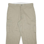 DICKIES Mens Cotton Beige Relaxed Cargo Trousers W38 L30 Workwear Zip Closure