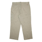 DICKIES Mens Cotton Beige Relaxed Cargo Trousers W38 L30 Workwear Zip Closure