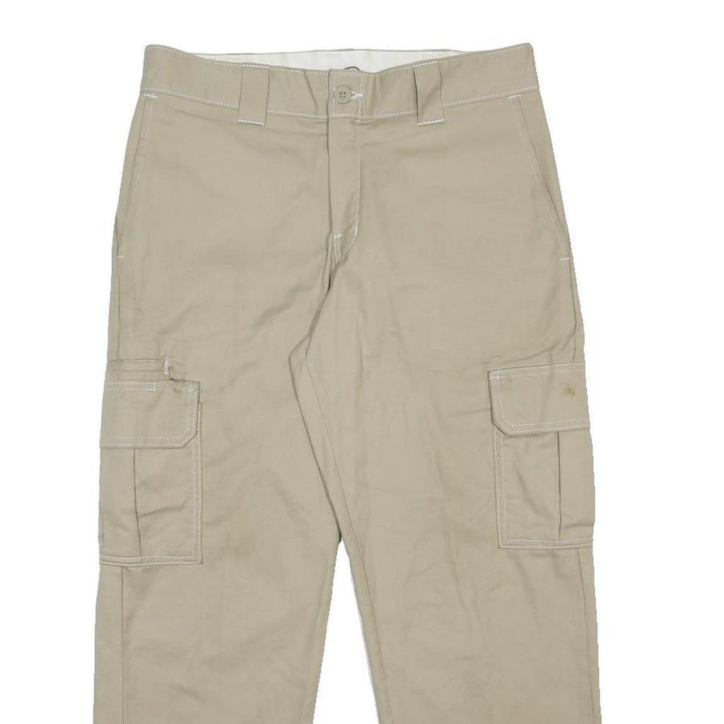 DICKIES Mens Cotton Blend Beige Regular Fit Trousers W32 L27 Cargo Style